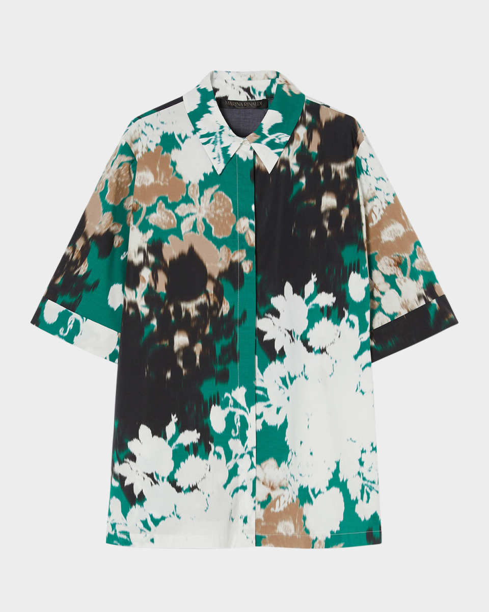Plus Size Finito Floral-Print Poplin Shirt
